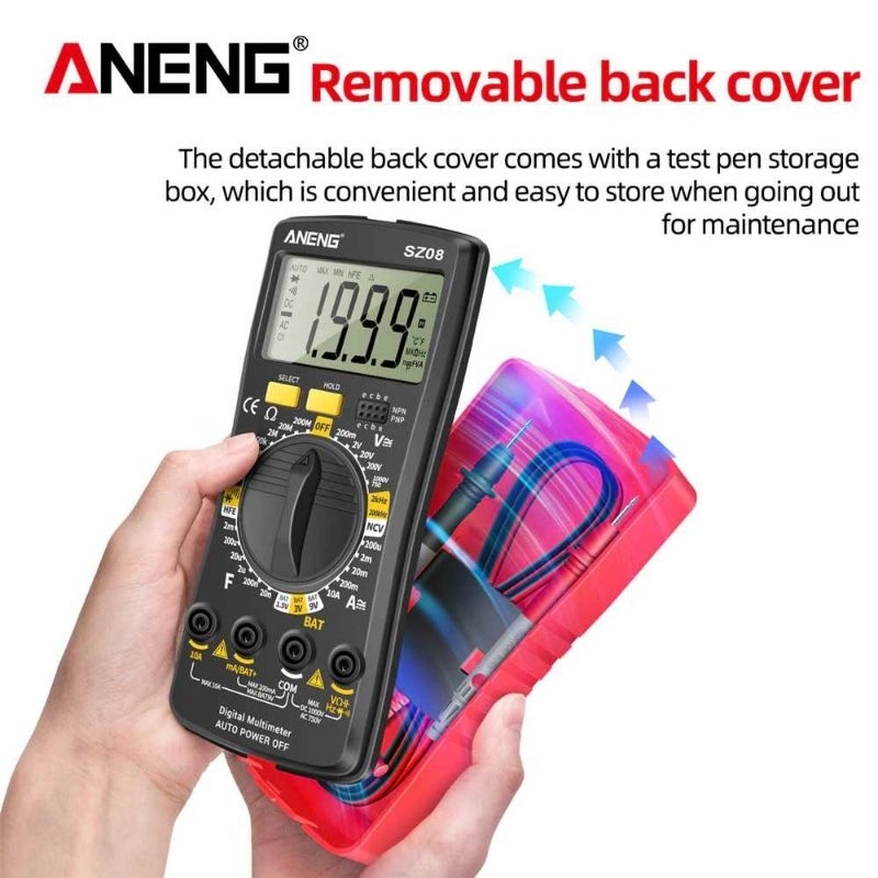 Avo Meter Digital Multimeter Aneng SZ08 Multitester NCV Voltage Tester Ukur Baterai Aki Resistor Dio