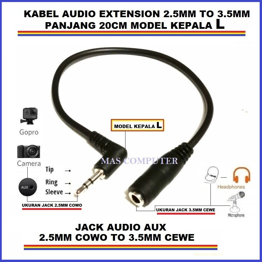 Kabel Jack Audio 2.5MM TO Jack Audio 3.5MM / Jack Audio 3.5MM TO 2.5MM / Kabel Audio Extension Micro