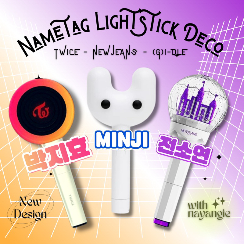 [BUY 2 GET 1] TWICE NEWJEANS (G)I-DLE ACRYLIC NAMETAG ACCESSORIES RING DECO LIGHTSTICK