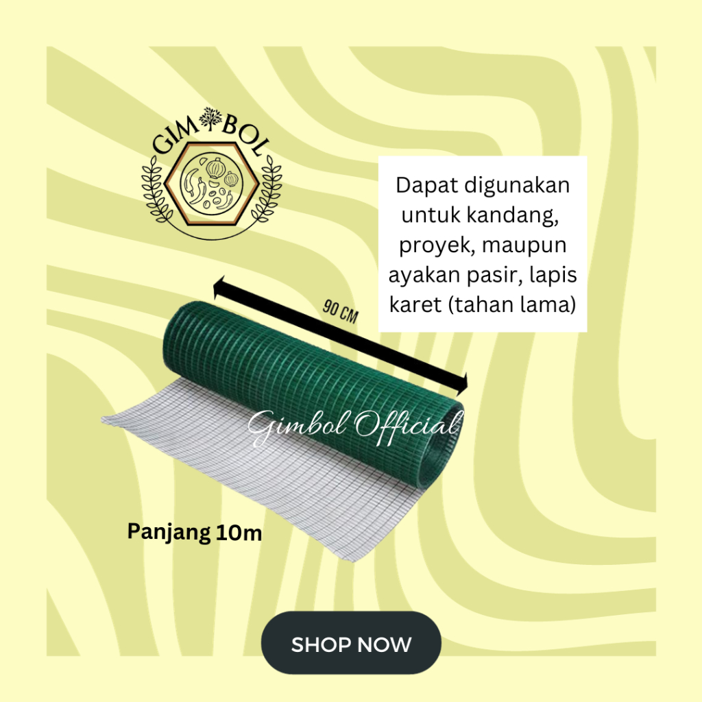 Kawat Loket PVC 1/4 Inch HIJAU  | Kawat Kandang Ayam Burung Kawat Taman