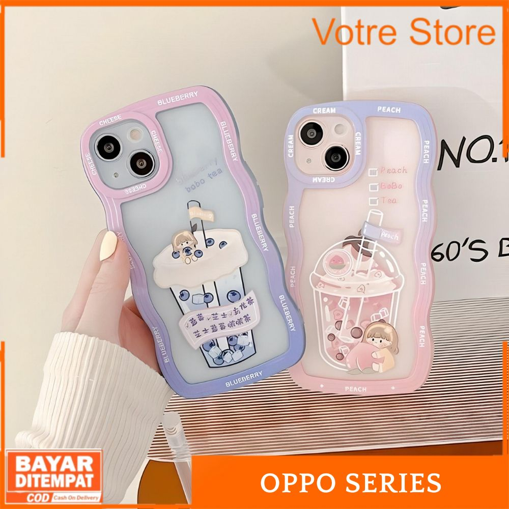 Case Oppo A3S A5S A5 2020 A7 A9 2020 A11K A12 A15 A15S A16 A16S F9 Casing Pop Ice Gelombang Motif Gr