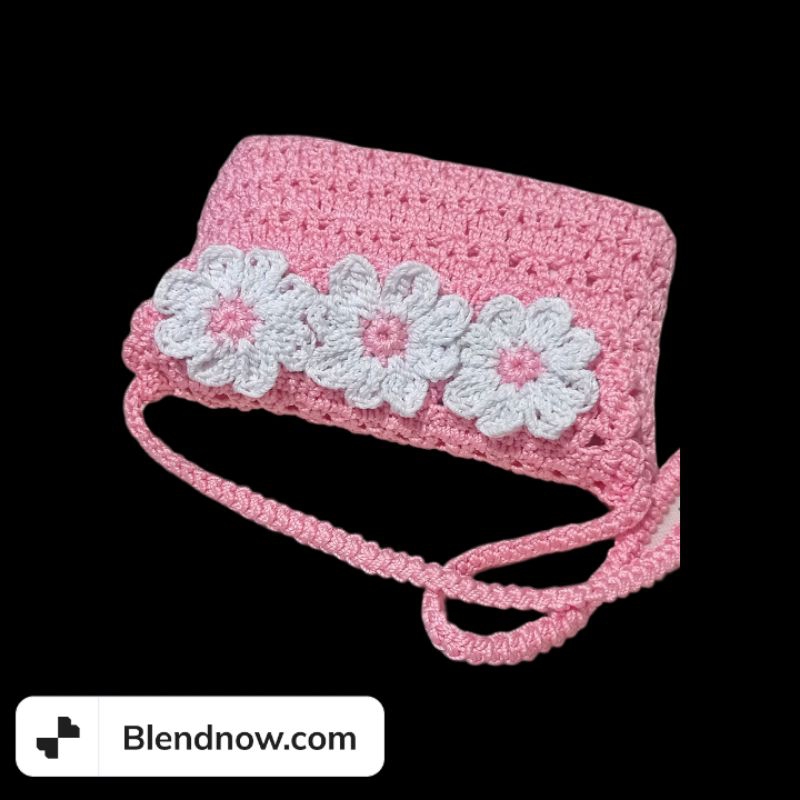 tas rajutan tangan bunga daisy