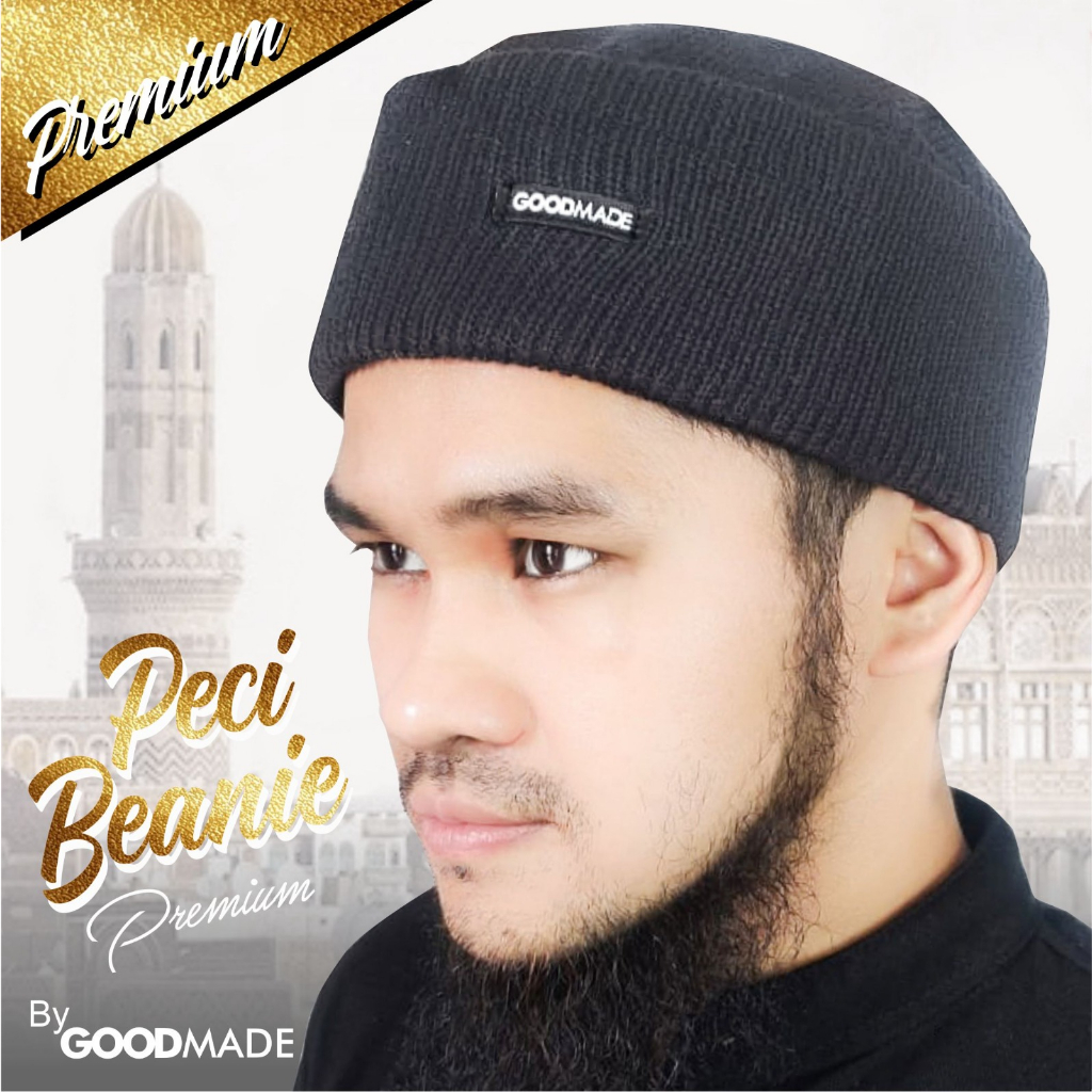 GOOD MADE - Peci Beanie Dewasa Elastis | Peci Rajut | Peci Haji | Hitam | COD