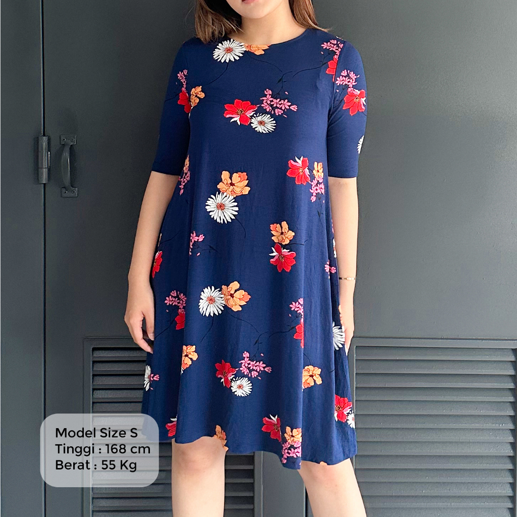 Dress S'John'S Bay Berbagai Motif Bunga Navy | Bunga Merah | Bunga Navy 2 | Atasan Wanita | Gudang B