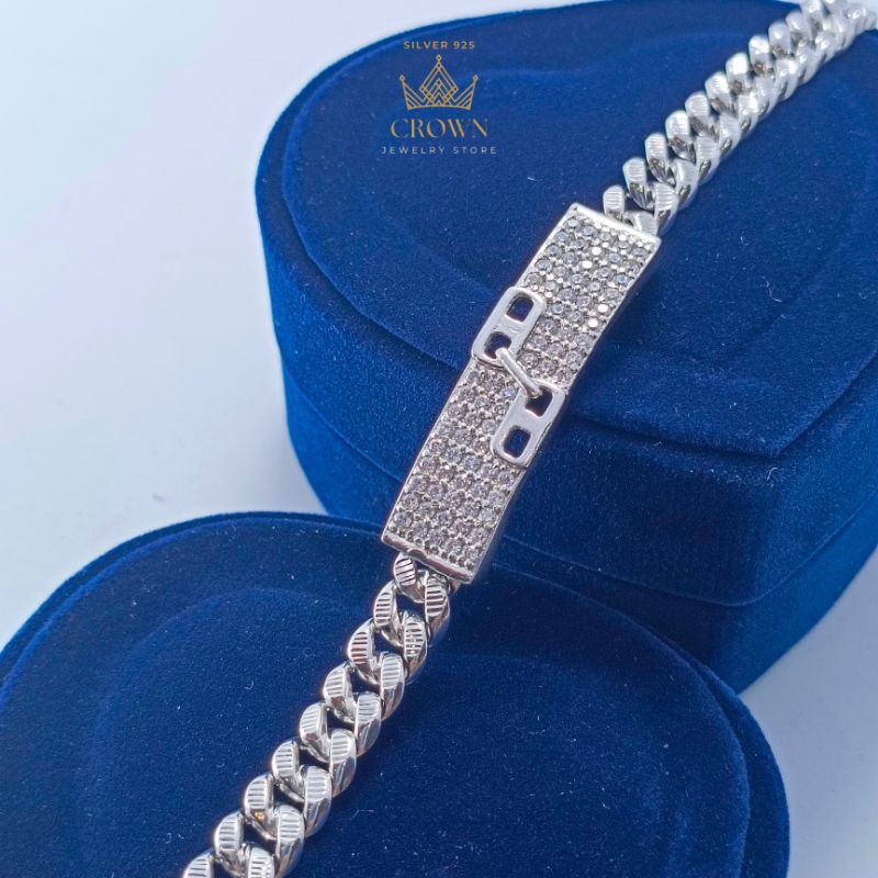 gelang silver 925 perak asli model sisik naga full permata | perak 925 | gelang mewah