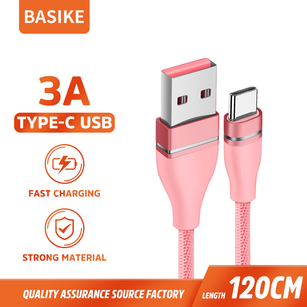 (HOT)BASIKE Kabel Data Type C Charger Fast Charging for Samsung Xiaomi Vivo Oppo Macaron Tahan Lama