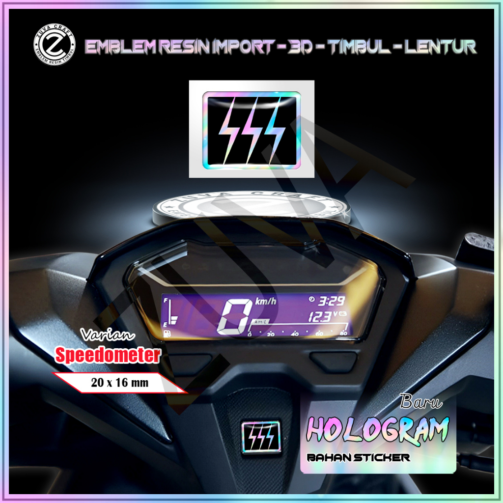 EMBLEM HOLOGRAM SPIDOMETER HONDA LOGO SSS HITAM STIKER TIMBUL AKSESORIS MOTOR STICKER SPEEDOMETER