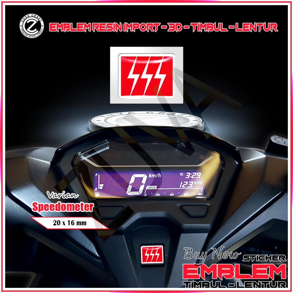 EMBLEM SPIDOMETER HONDA LOGO SSS MERAH STIKER TIMBUL AKSESORIS MOTOR STICKER SPEEDOMETER