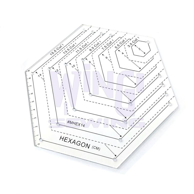 

Penggaris Jahit Pola Hexagon Skala 15.5cm Segi 6 Mika Akrilik Acrylic