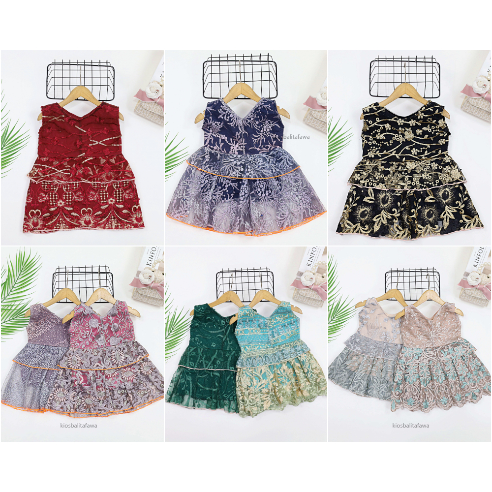 Dress Inara Bayi 0-6 Bulan / Dres Kondangan Brukat Baby Perempuan Baju Premium Anak Gaun Pesta Brokat New Born Babycinnamon