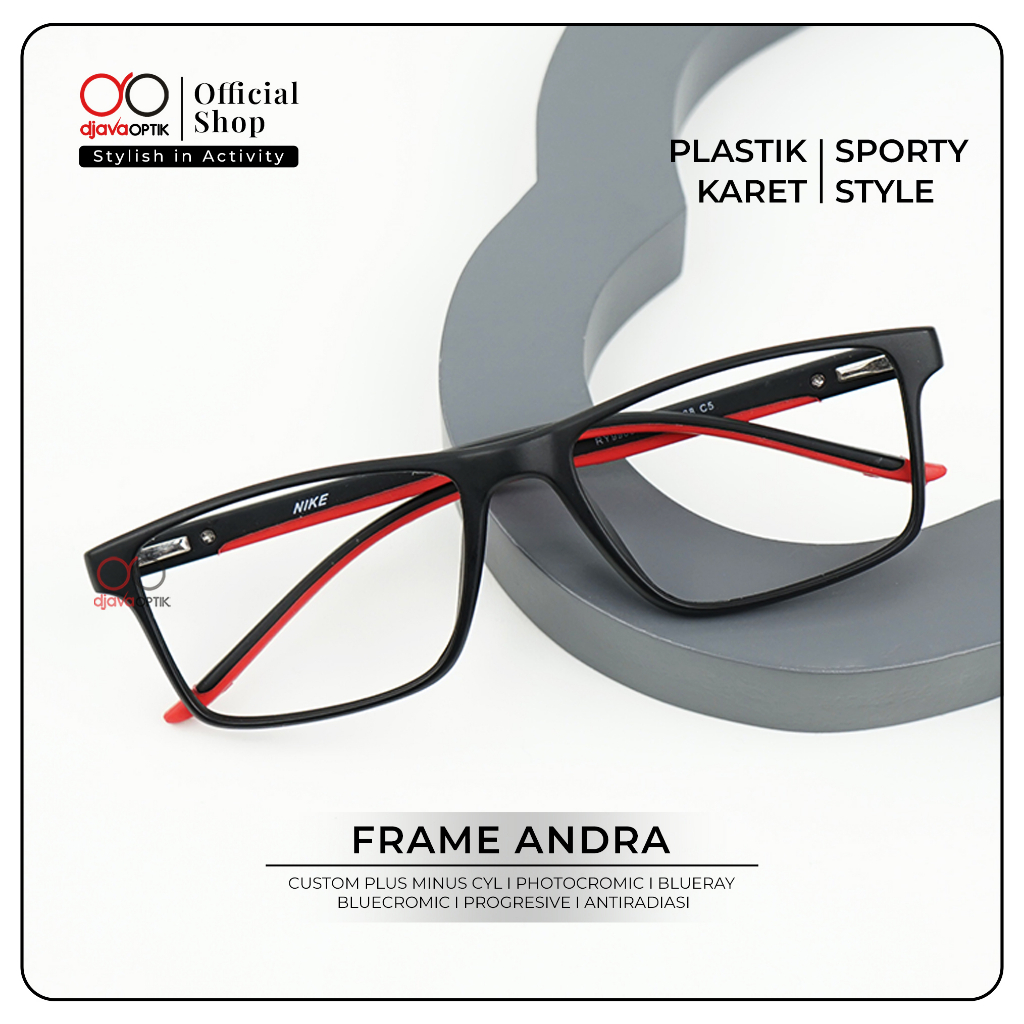 DJAVA OPTIK - Frame Andra - Kacamata Sporty Pria Plastik Karet Lentur