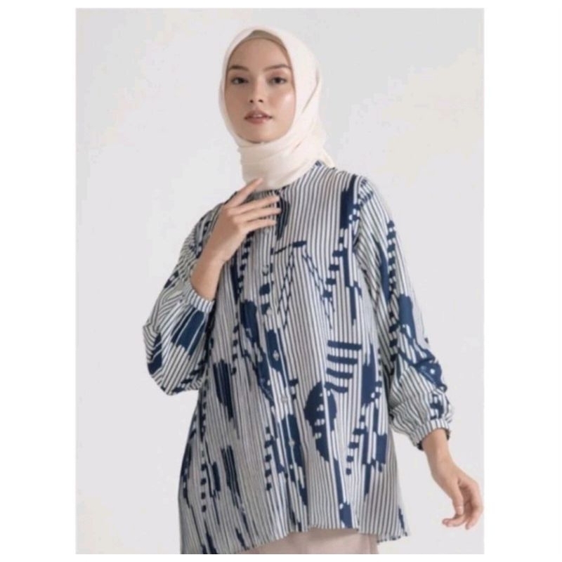 Ria Miranda Grid top indigo preloved