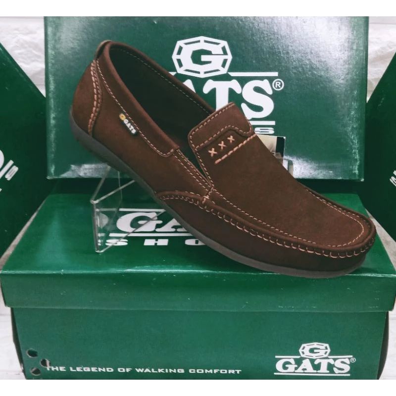 SEPATU KULIT GATS HK 0002 BROWN KASUAL PRIA