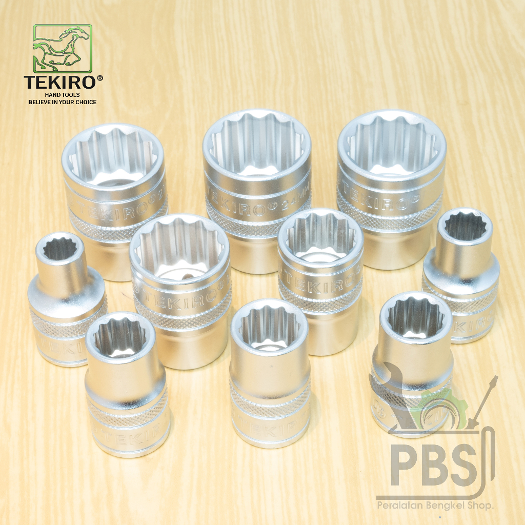 Paket mata kunci sok TEKIRO 8 sampai 24 (1/2" 12PT) . Paket mata kunci shock 1 set lengkap tekiro or