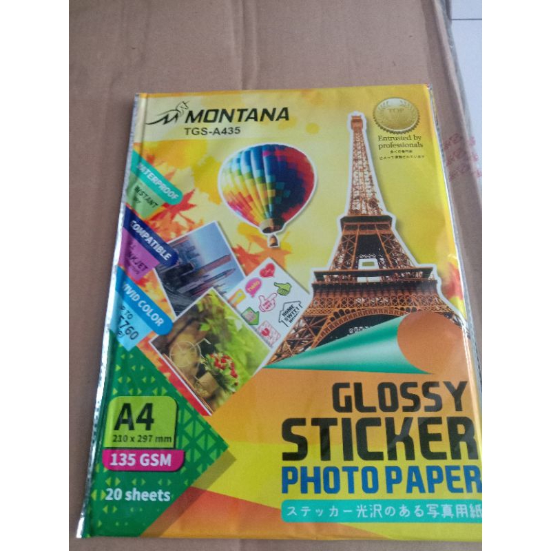 

Glossy sticker paper/kertas sticker montana