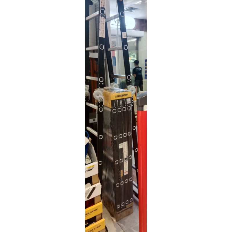 KRISBOW Tangga Lipat Aluminium Multifungsi 4x5 Step 5M - Hitam