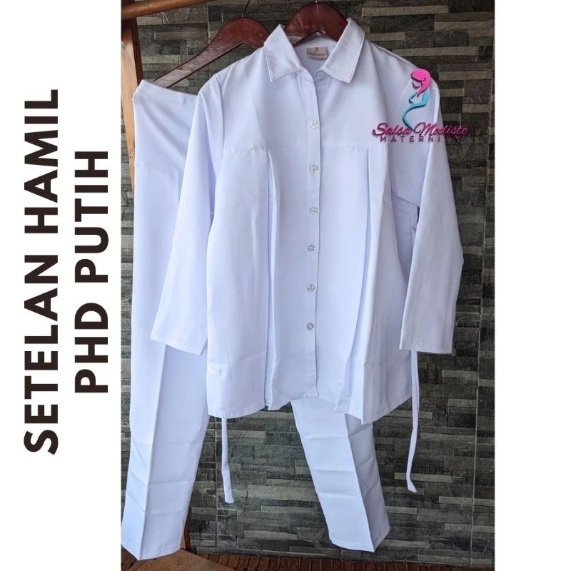 setelan perawat hamil putih-baju dinas hamil pns putih/Pemda hamil perawat/baju hamil putih/seragam 
