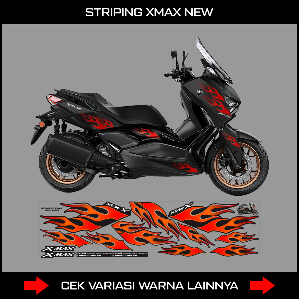 STRIPING STRIKER API XMAX BARU / STICKER LIS VARIASI MOTOR XMAX 250 NEW / STOCK DECALS YAMAHA X-MAX 