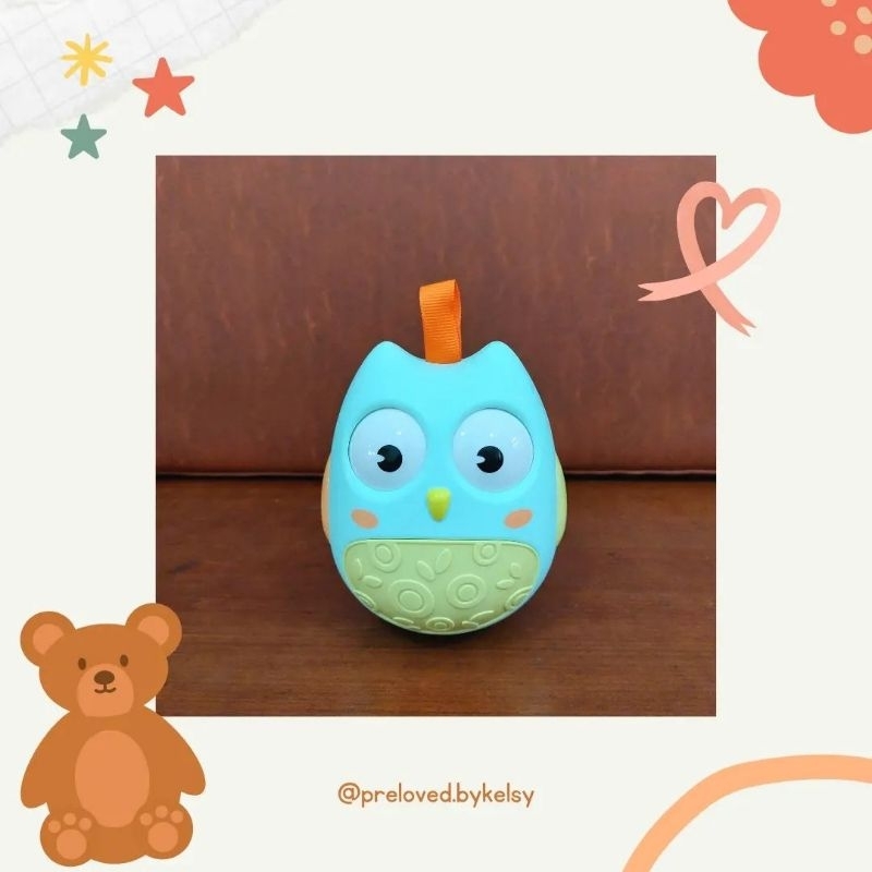 PIGAMI - PRELOVED IQ ANGEL ROLY POLY OWL BLUE MAINAN EDUKASI ANAK BRANDED NEWBORN