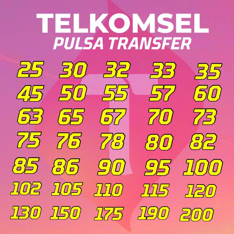 PULSA TELKOMSEL TRANSFER TERMURAH 25K 30K 50K 75K 100K 150K 200K