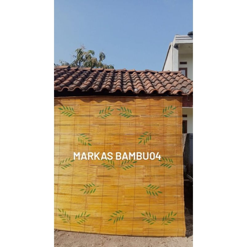 TIRAI BAMBU GULUNG MOTIP BUNGA SUDAH DI VERNIS BUNGA HIJAU FREE PAKU SAMA TARIKAN