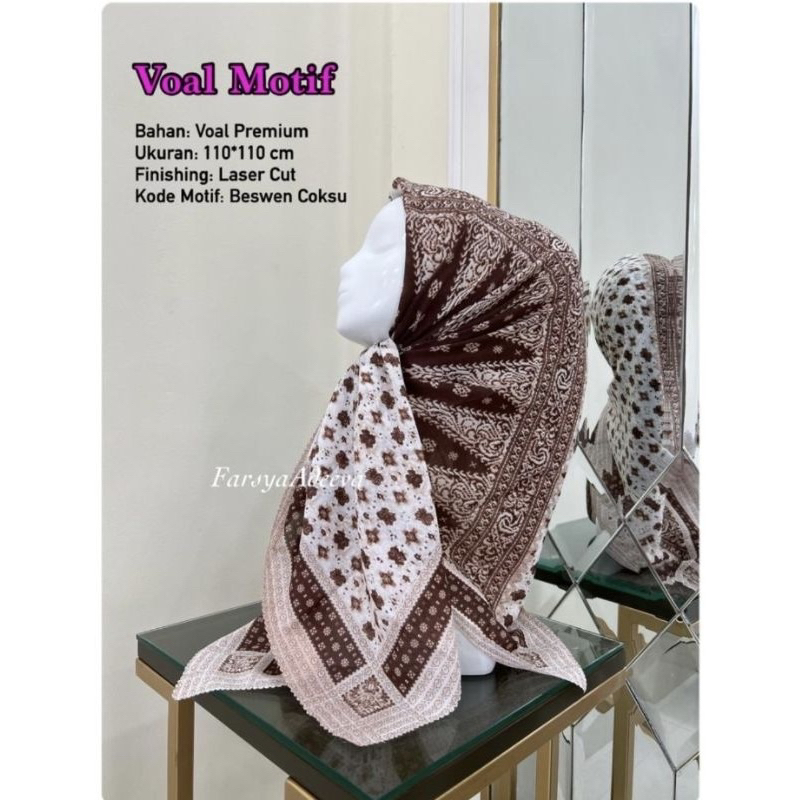 Hijab Segi Empat Motif Baswen Warna Coksu Kerudung Jilbab Terbaru