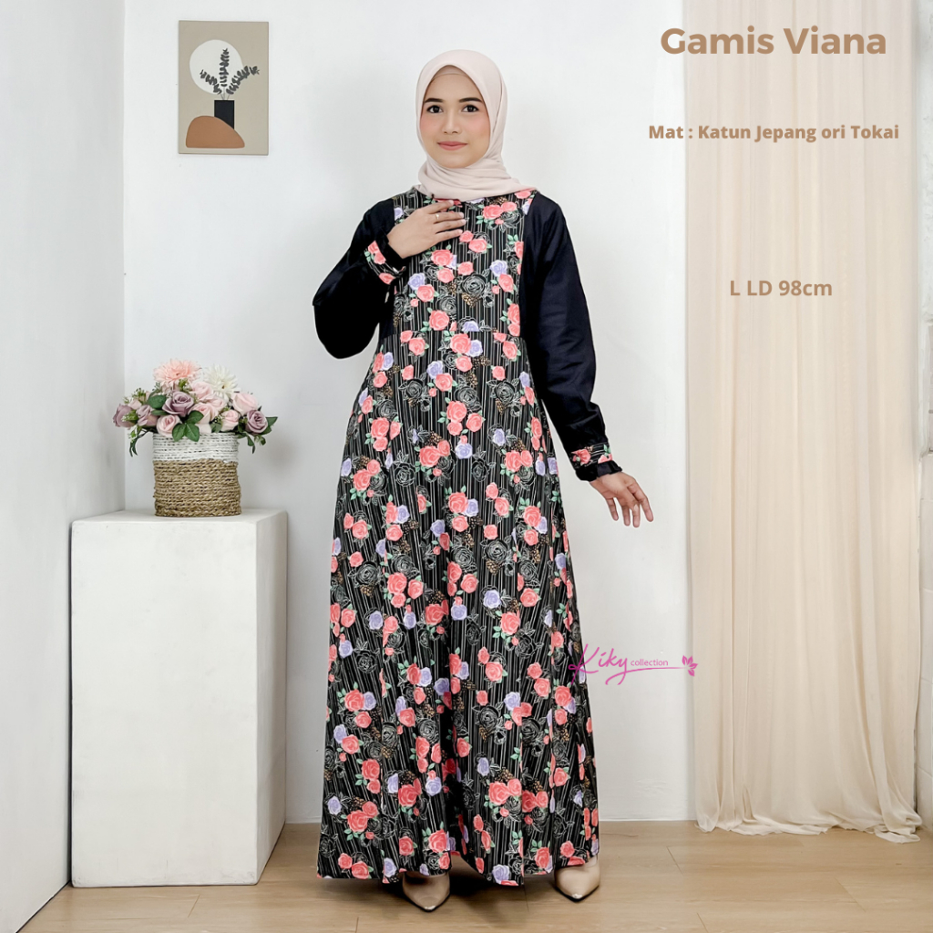 Dress Gamis Katun Jepang Original Model Viana Size L