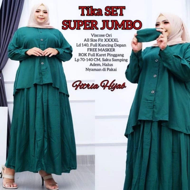TIKA SET SETELAN ROK RAYON KATUN JUMBO LD 140