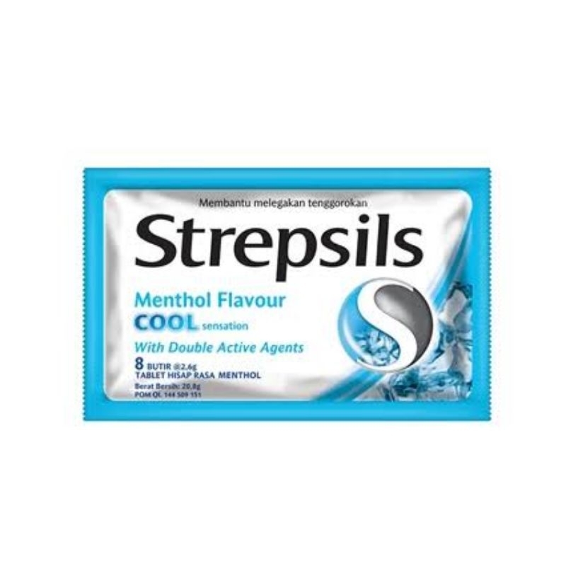 Strepsils Cool Isi 8 Tablet Hisap (Permen Pelega Tenggorokan)