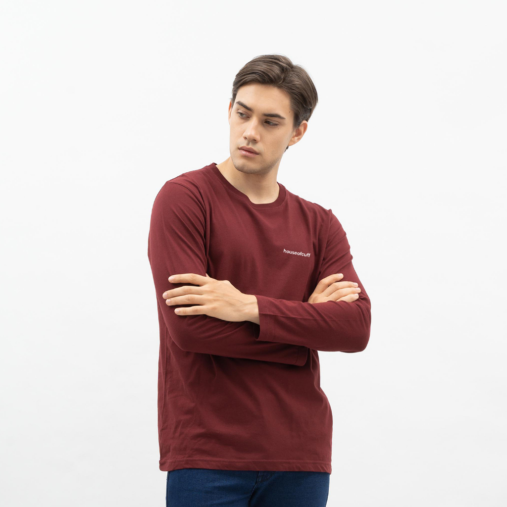 Houseofcuff Kaos Cotton Combed Lengan Panjang Pria Marun/Lilac/Turkish