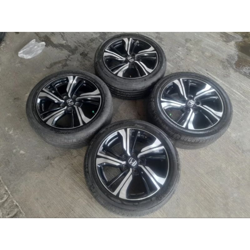 Velg Mobil Bekas Std Civic Turbo Ring 17 Pcd 5x114 + Ban 215 55 17 Bridgestone