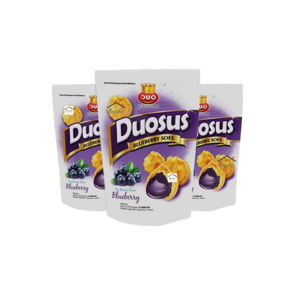 

3PCS Duosus Blueberry Kue Sus Kering Isi Krim Rasa Bluberi