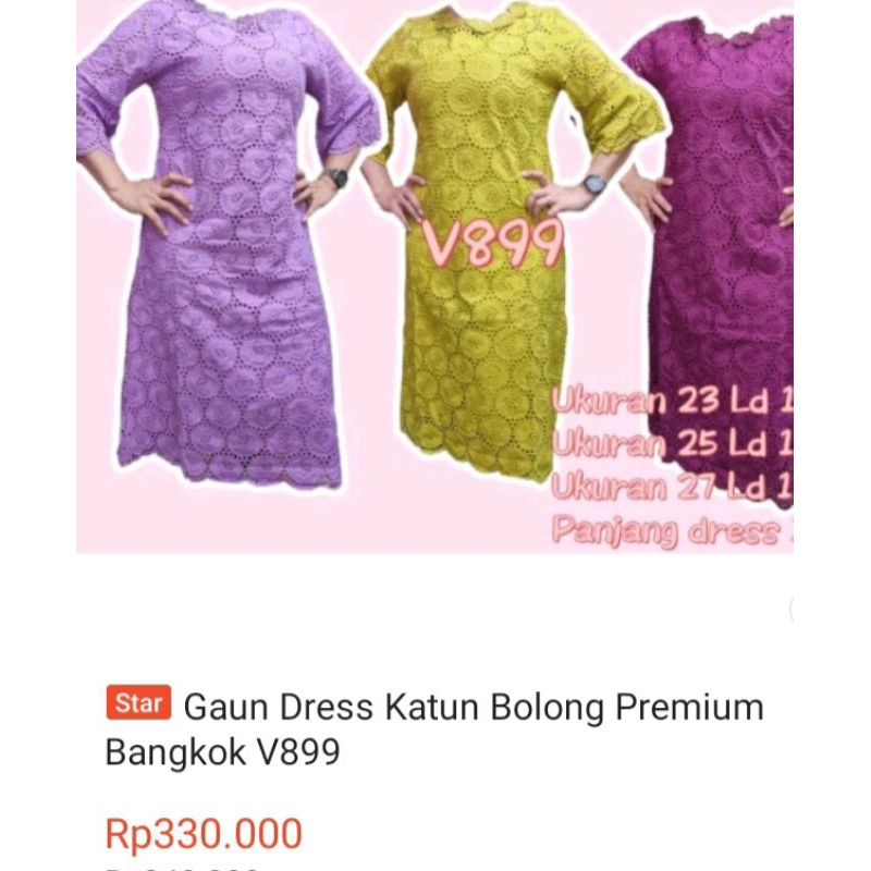 gaun dres katun bolong premium Bangkok v899