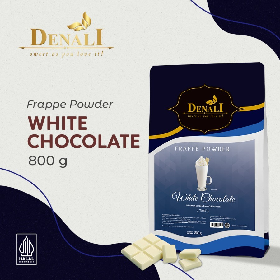 

Denali White Chocolate Frappe Powder / BUBUK DENALI WHITE CHOCOLATE | POWDER COKLAT | COKELAT | COCOA 800 gr