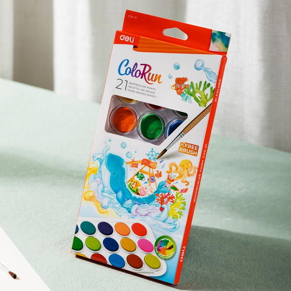 

Deli Solid Watercolor Paint Art Painting School Supplies Cat Air Free Kuas