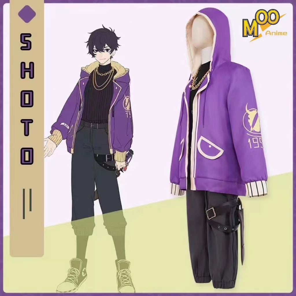 NIJISANJI Vtuber Shoto Cosplay Jacket Shirt Pants Costume Set Shxtou Anime Uniform Halloween and wig