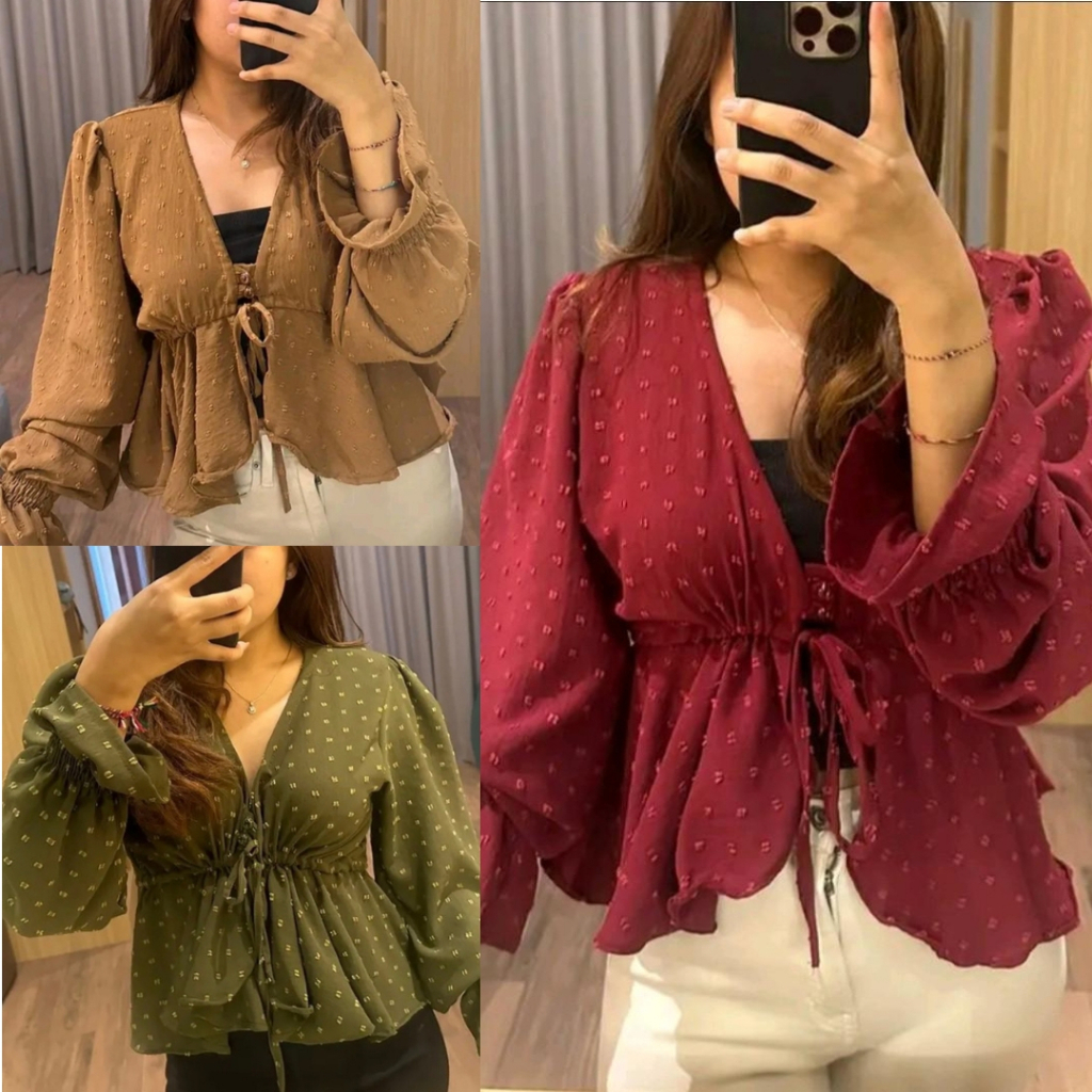 Kayla Blouse Uragiri Premium | Zura Blouse Top Uragigiri Airflow | Blouse Wanita Wrap Top Rampel | K