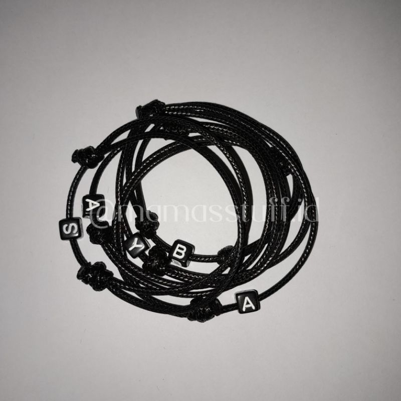 Nona Manies || Gelang Inisial Korea Dadu Single Slide (Anti Air) / Gelang Nama Inisial Custom Termur