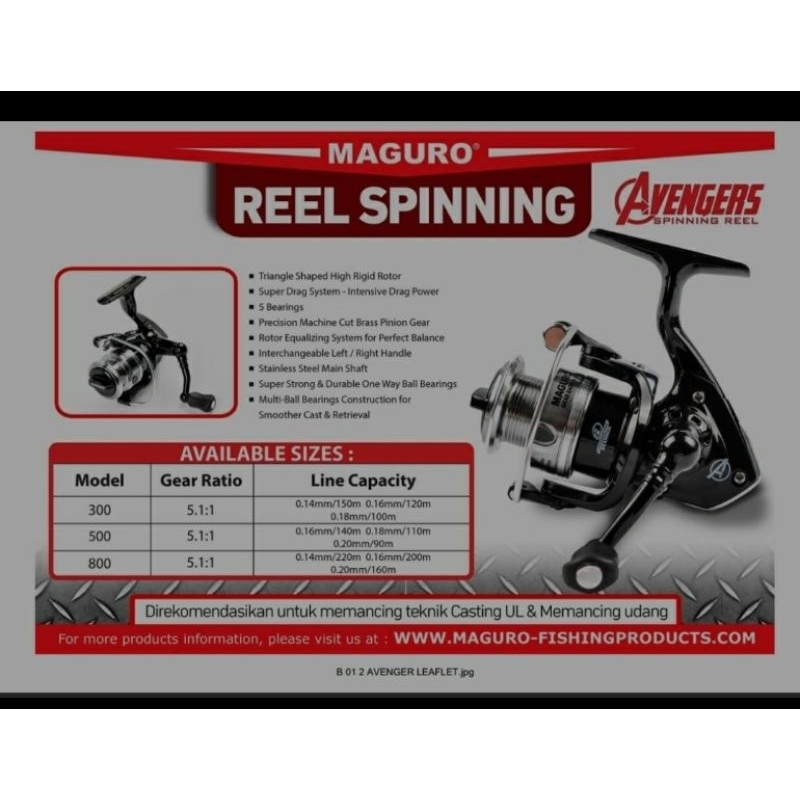 reel pancing maguro Avengers ukuran 500 reel mini kolam sudah one way