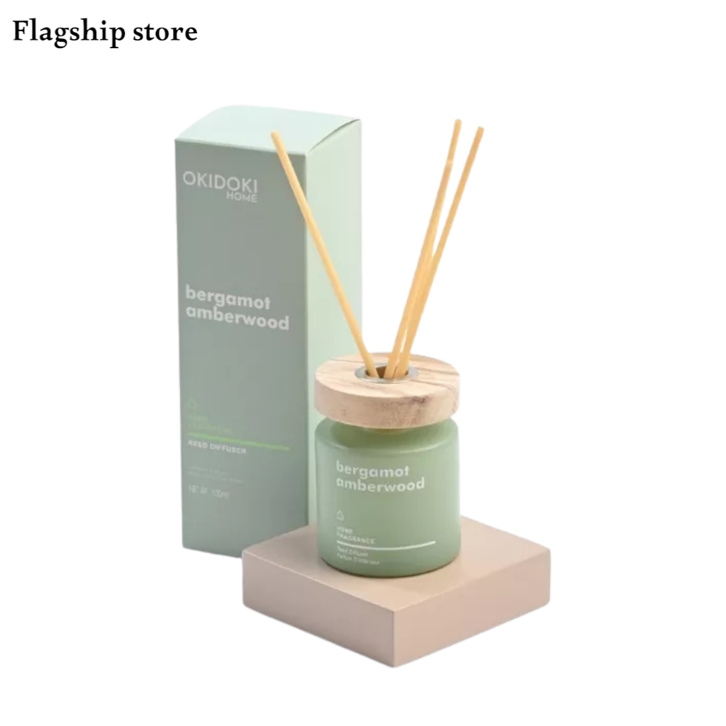 OKIDOKI Reed Diff Bergamot Amberwood 100 mL - Pewangi Ruangan - Reed Diffuser - Aromatherapy