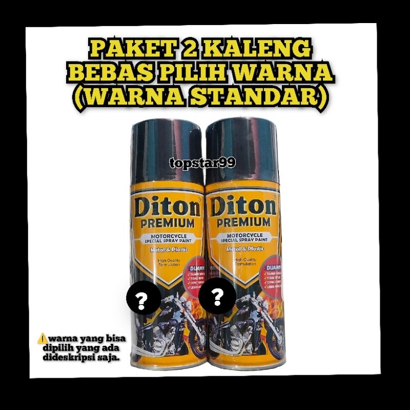 Pilok Cat Diton Premium Paket Lengkap 2 Kaleng Bebas Pilih Warna 400cc Spray Paint Glossy Mengkilap Doff Dop Metalic Metalik Candy Hitam Putih Epoxy Clear Merah Grey Hijau Biru Silver 9109 9120 9102