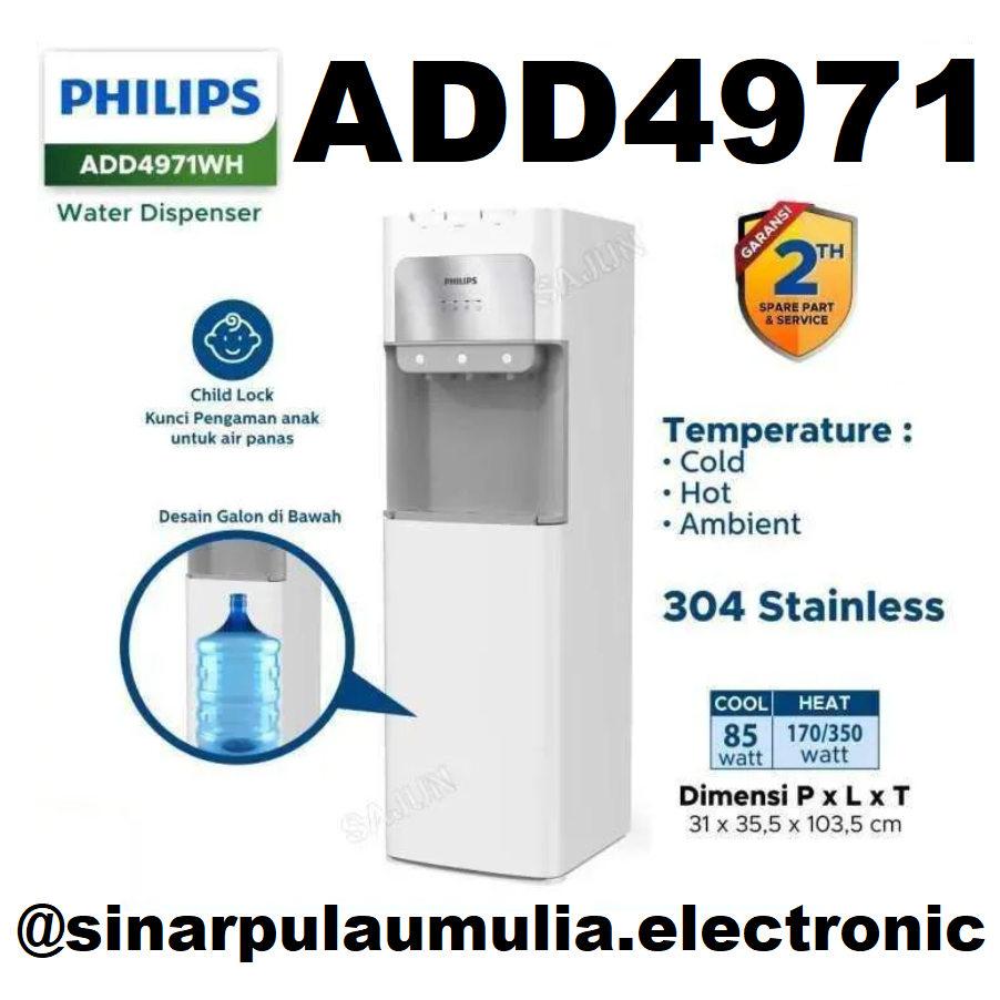 Philips ADD4971WH Dispenser Air Galon Bawah - Saeco Water Boiler