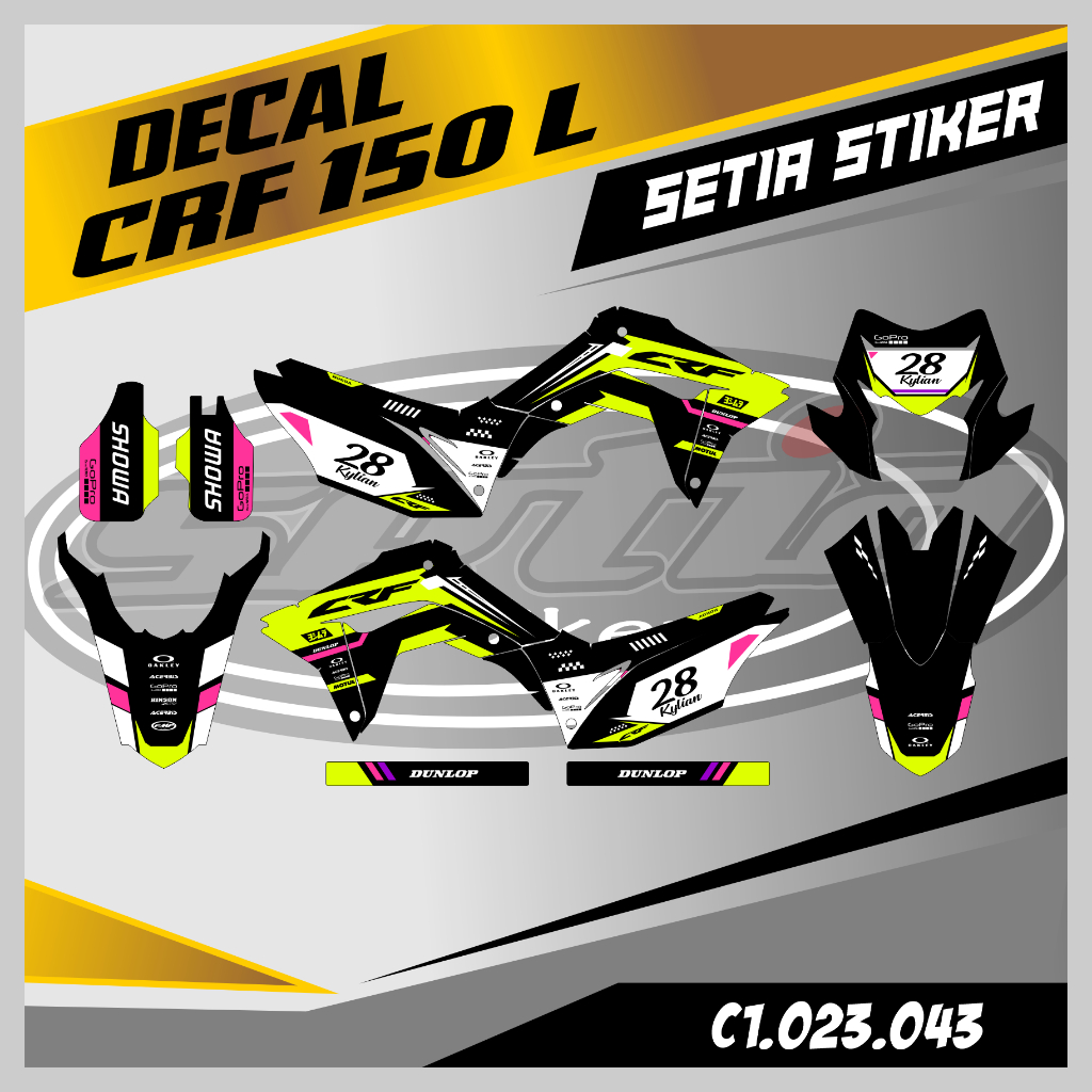 DECAL CRF 150 L, WARNA HIJAU STABILO, SUPERMOTO, TRAIL, DESAIN BEBAS CUSTOM BARU (C1.023.043)
