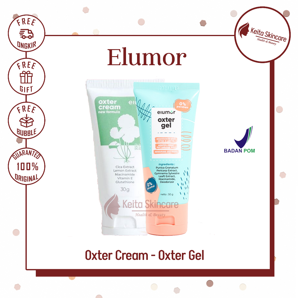 Elumor Oxter Cream Oxter Gel New Formula Pemutih Ketiak & Pemutih Selangkangan BPOM