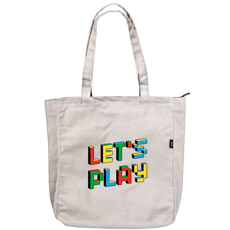 Flade Studios Tote Tas Tote Kanvas Pria Wanita Warna Krim Resleting Serbaguna Bag Kanvas Cream Resle