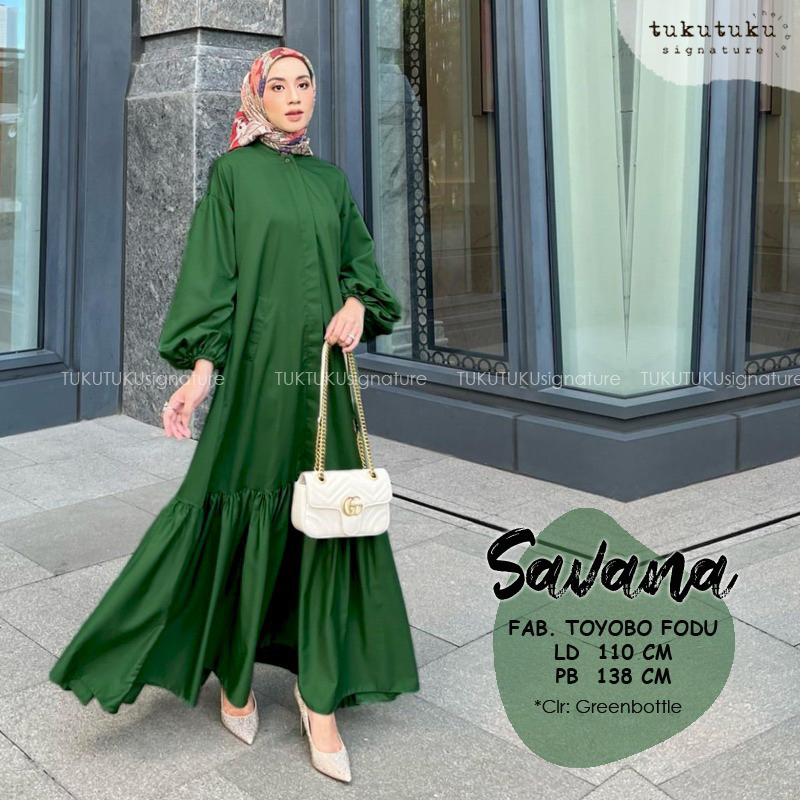 SAVANA MAXY DRESS - Gamis Polos Wanita Bahan Katun Toyobo - Dress Kondangan Lebaran