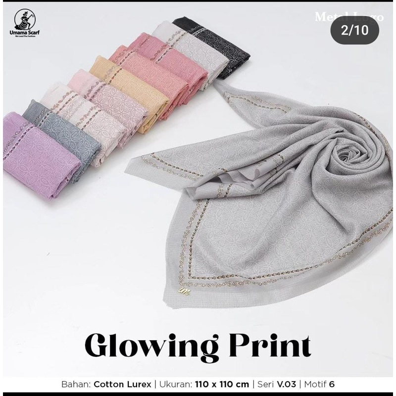 Hijab/kerudung umama scarf glowing print motif lc icon