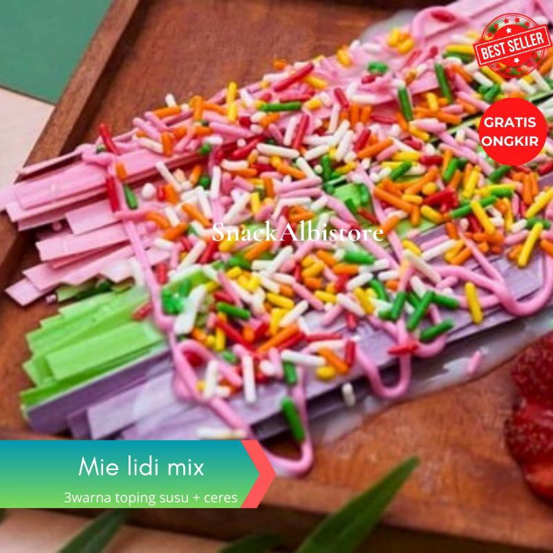 

Mie gepeng mix rainbow cup mini toping ceres+susu
