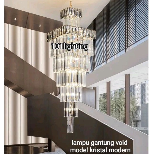 lampu gantung kristal minimalis modern lampu hias void tangga 28877