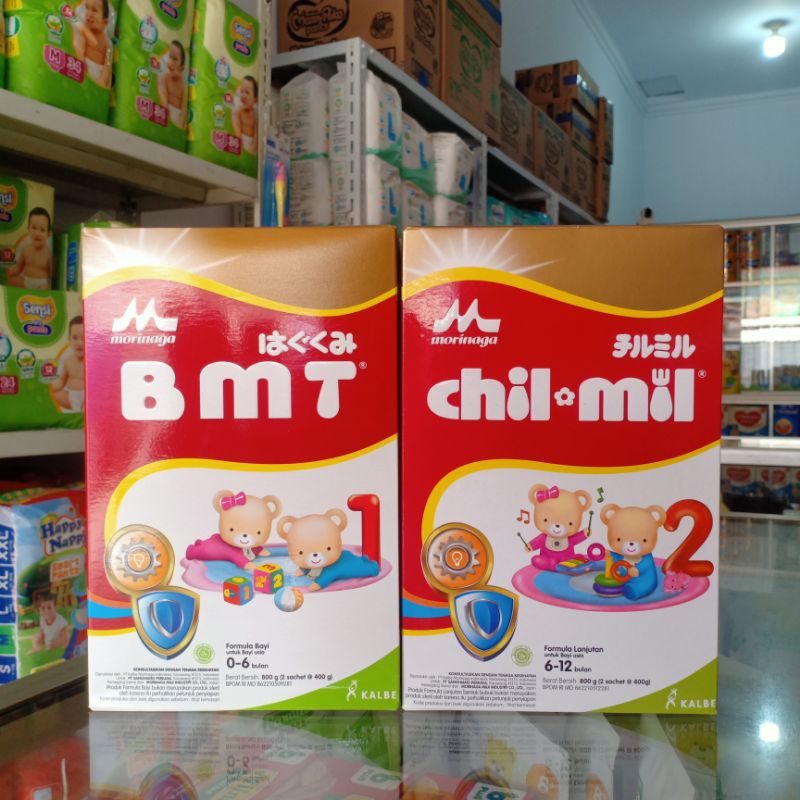 MORINAGA BMT 0-6 Bulan 800gr (2sachet @400gr) / MORINAGA CHIL MIL 6-12 Bulan 800gr (2sachet @400)